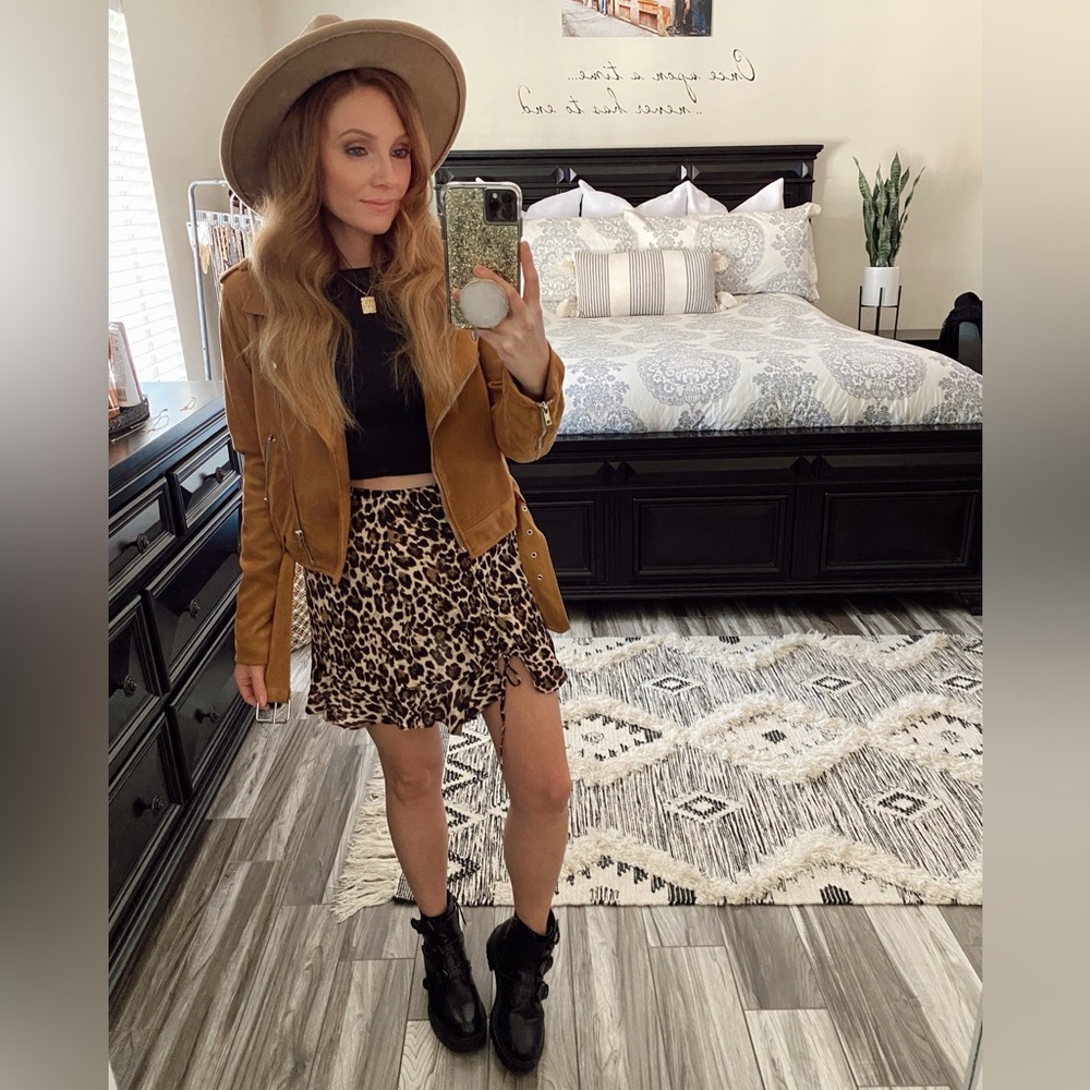 Leopard Print Ruffle Skirt